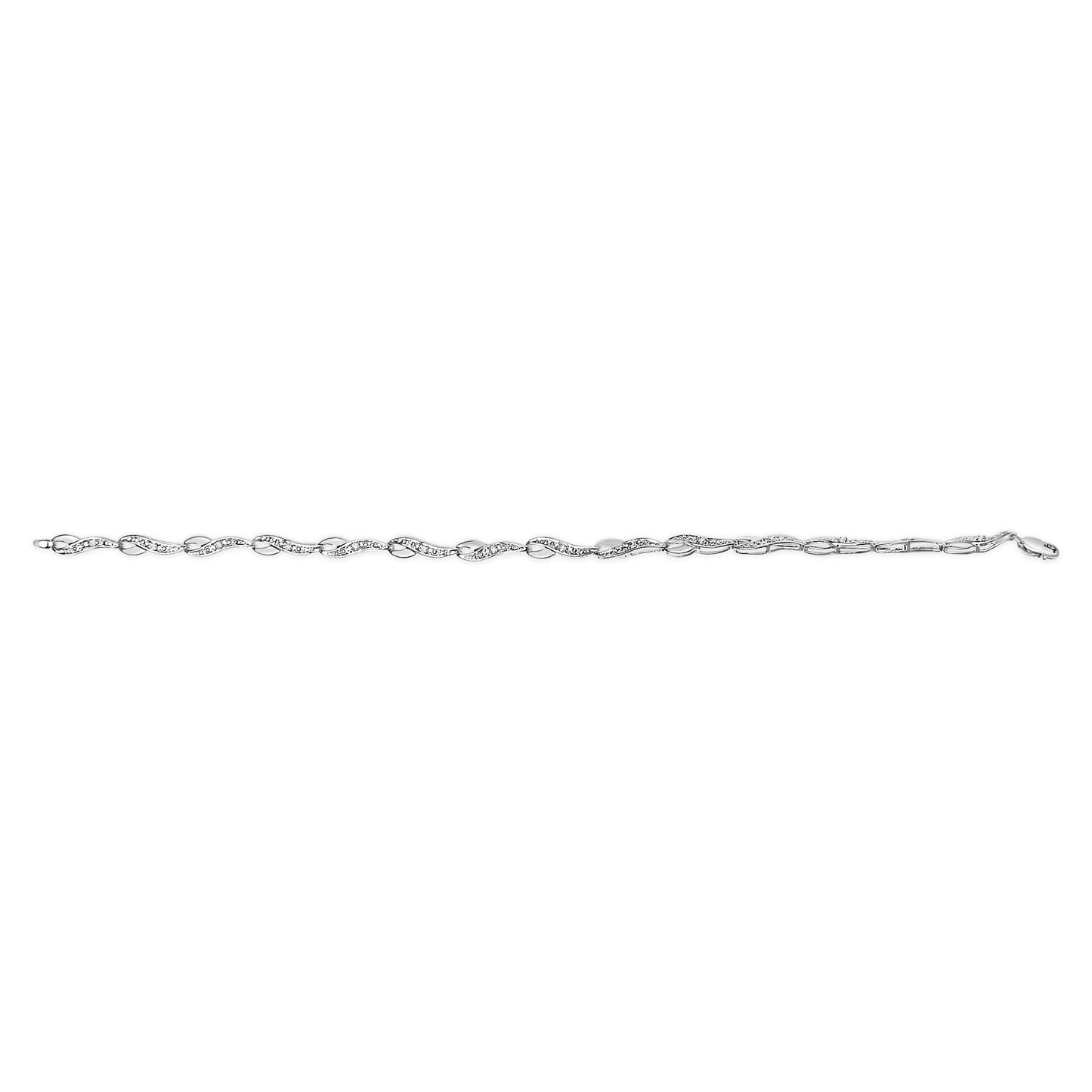 10k White Gold Diamond Accent Spiral Link Bracelet (H-I Color, I3 Clarity) - 7.5" Inches