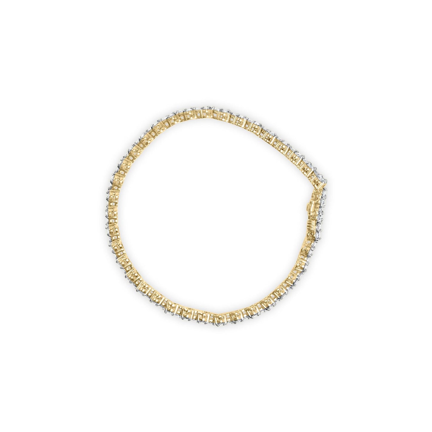 14k Yellow Gold 5.00 Cttw Diamond Three Stone Link Tennis Bracelet (I-J Color, SI2-I1 Clarity) - 7' Inches