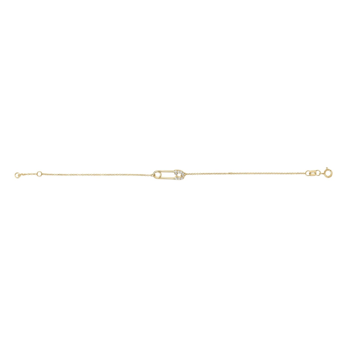 10K Yellow Gold 1/10 Cttw Diamond Paperclip Charm Adjustable Link Bracelet  (J-J Color, I1-I2 Clarity) - 7.25 Inch