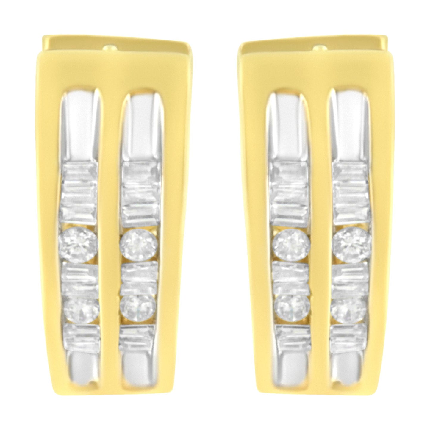 10K Yellow Gold 1/2 cttw Diamond Huggy Heart Hoop Earrings (I-J Clarity, I2-I3 Color)