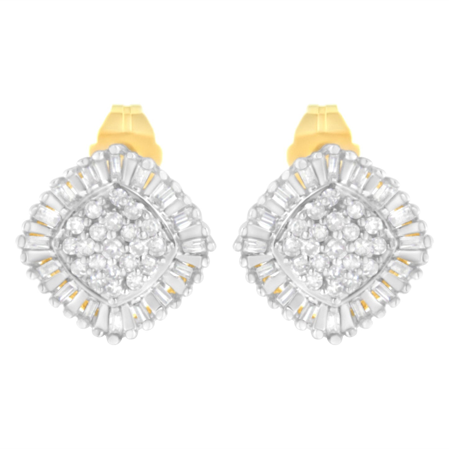 10K Yellow Gold 1/2 cttw Diamond Cluster Cocktail Stud Earrings (I-J, I1-I2)