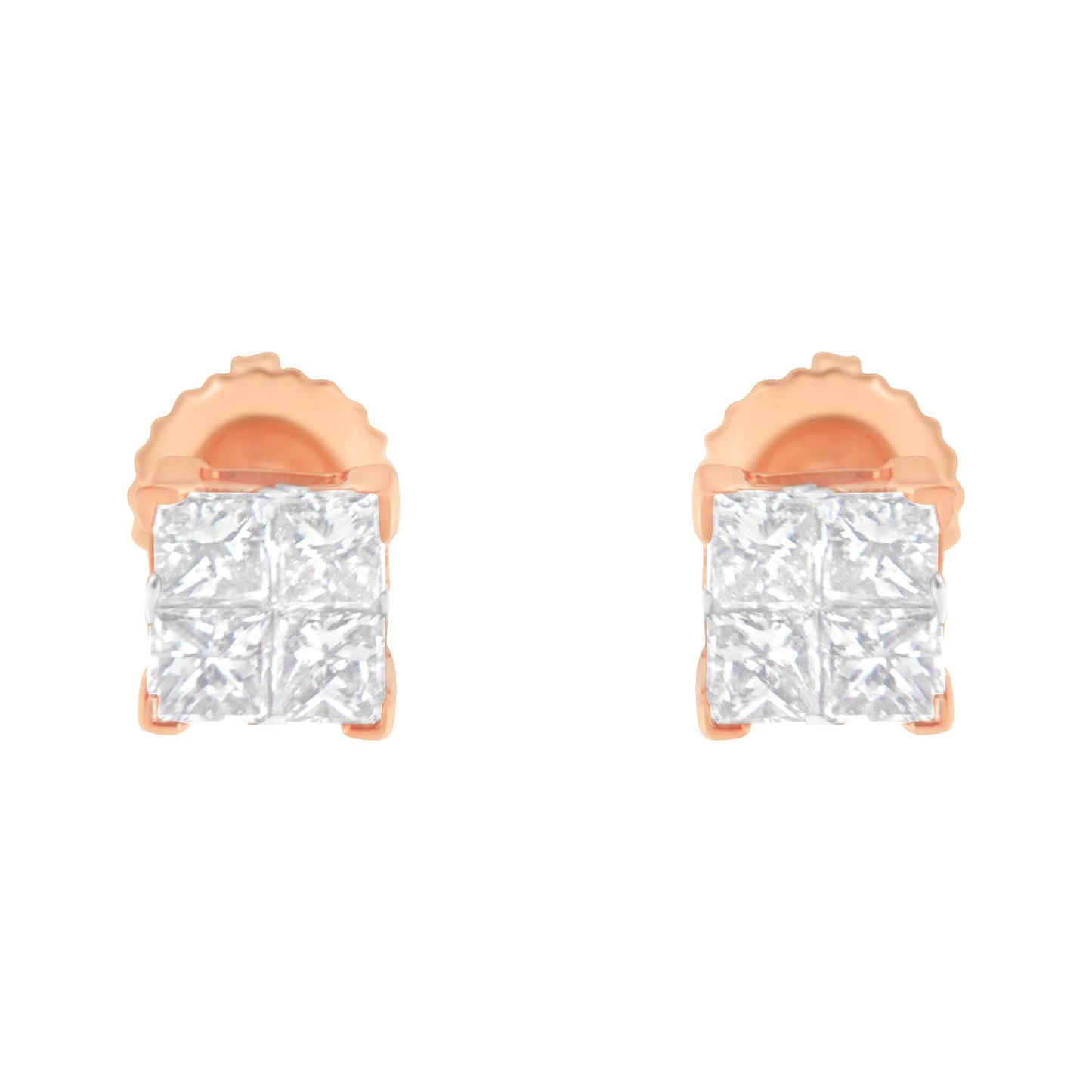 10K Gold Princess Diamond Composite Stud Earring (1/2 cttw, I-J Color, I1-I2 Clarity)