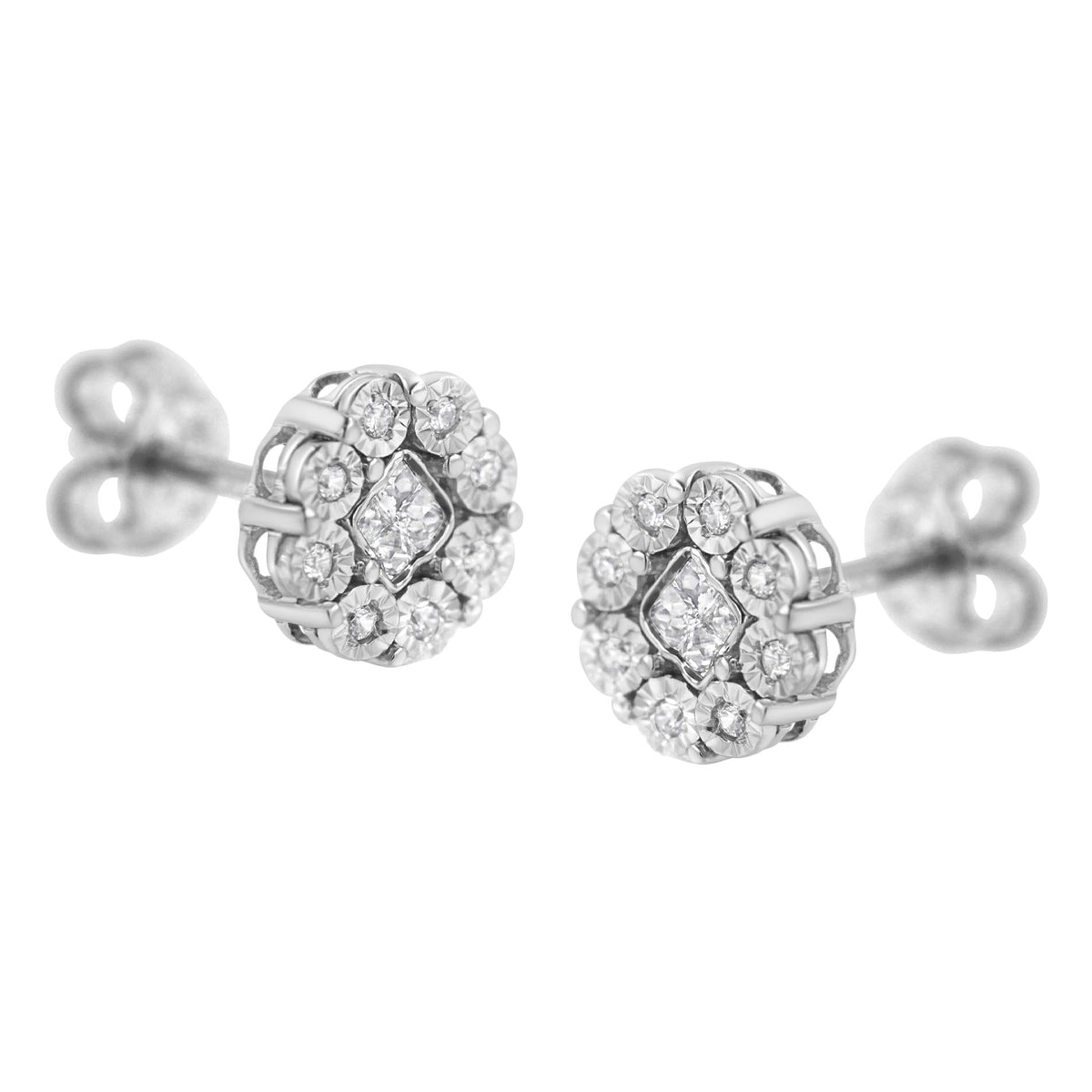 10KT White Gold 1/4ct Diamond Floral Cluster Stud Earring (I-J, I1-I2) - JackiEaslick