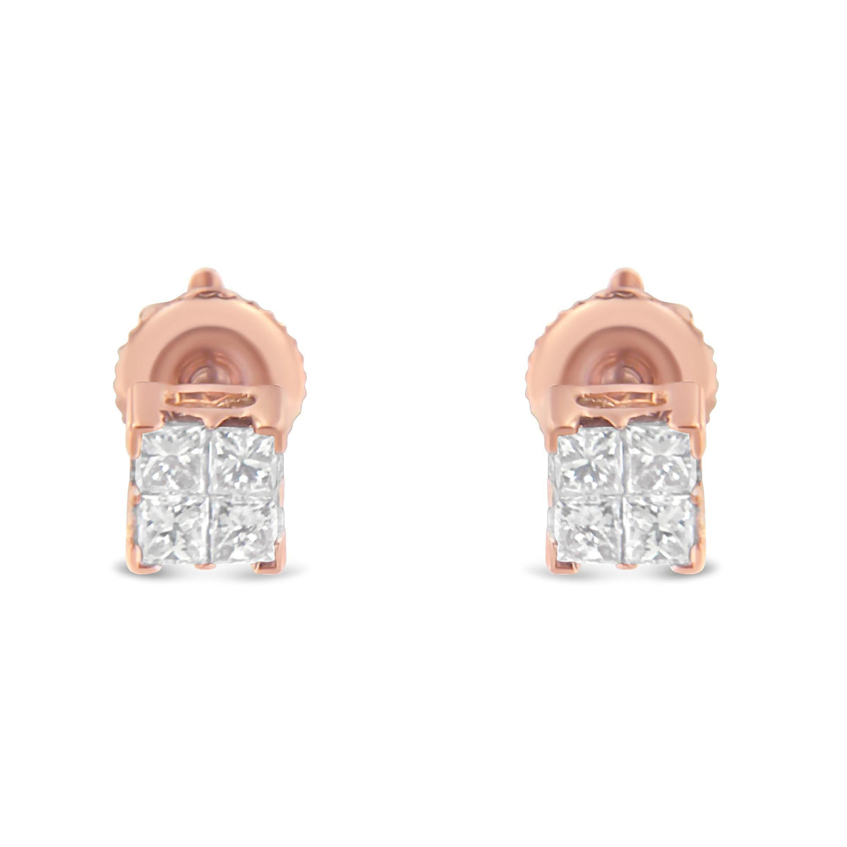 10KT Gold Princess Diamond Stud Earring (1/4 cttw, J-K Color, I1-I2 Clarity) - JackiEaslick