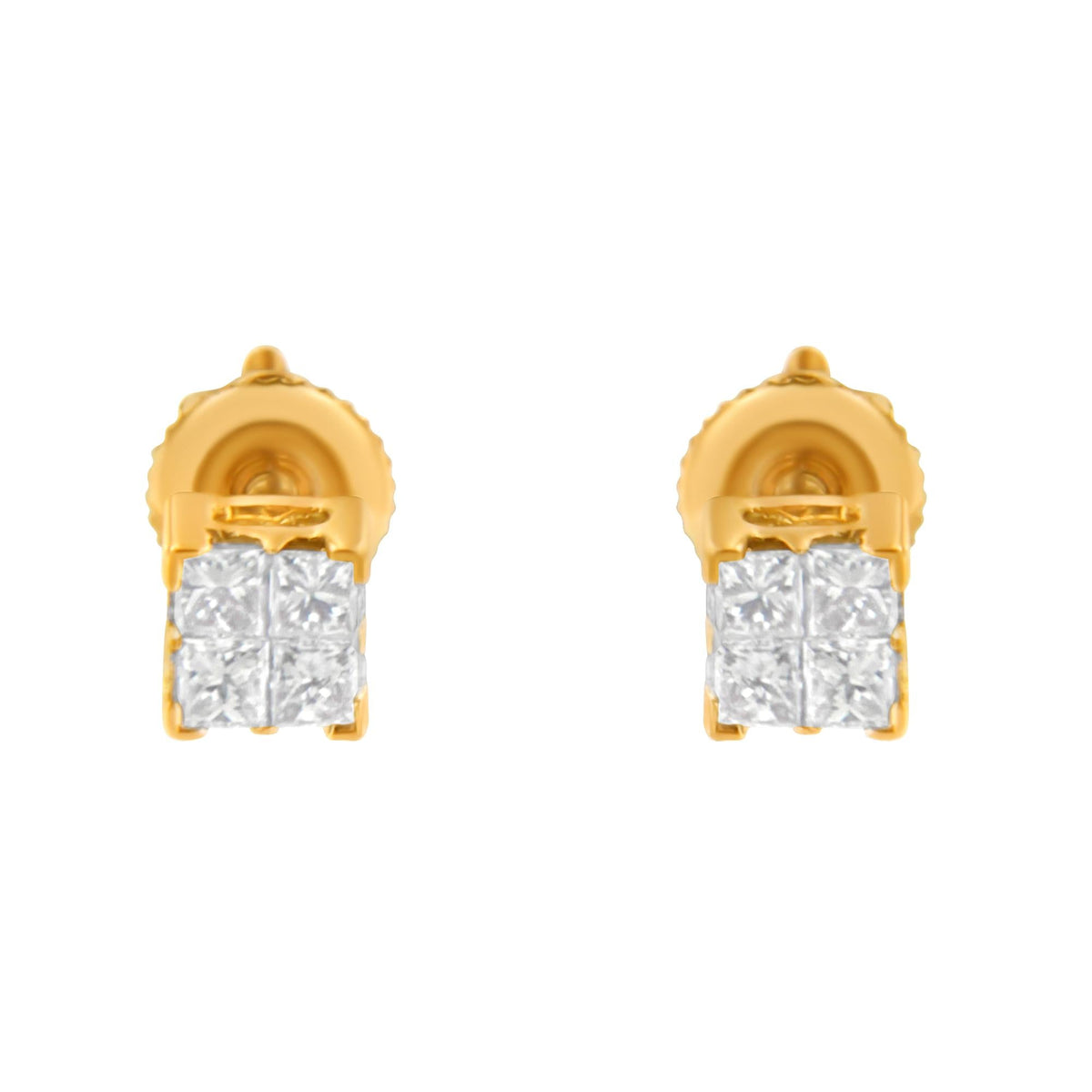 10KT Gold Princess Diamond Stud Earring (1/4 cttw, J-K Color, I1-I2 Clarity) - JackiEaslick