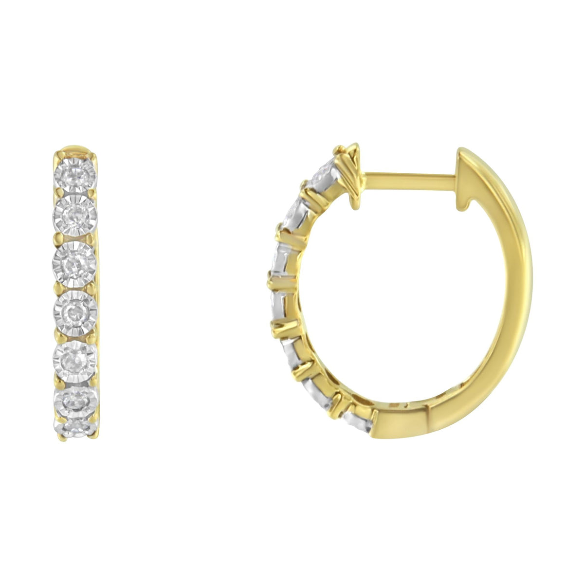10KT Two-Toned Gold Diamond Hoop Earring (1/4 cttw, J-K Color, I2-I3 Clarity) - JackiEaslick