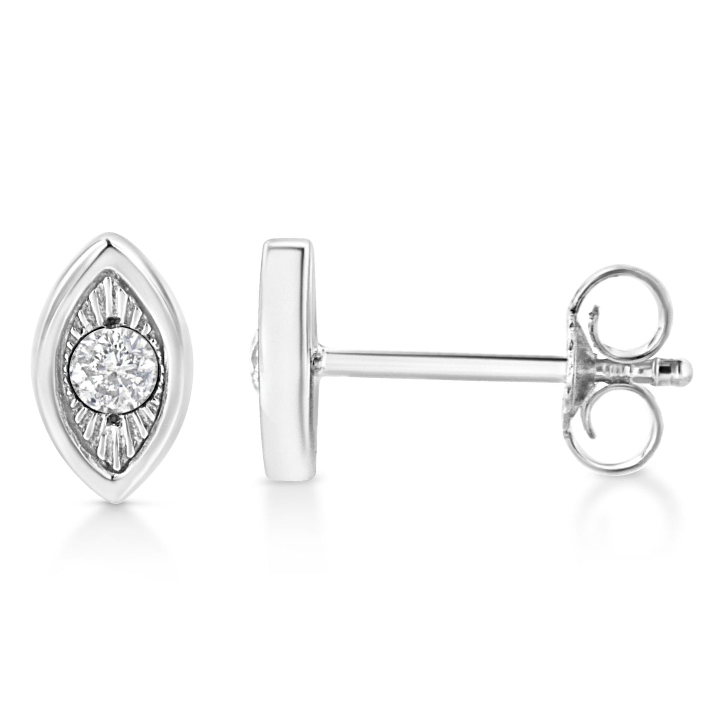.925 Sterling Silver 1/10 Cttw Miracle-Set Diamond Stud Earrings (I-J Color, I2-I3 Clarity) - Choice of Shapes