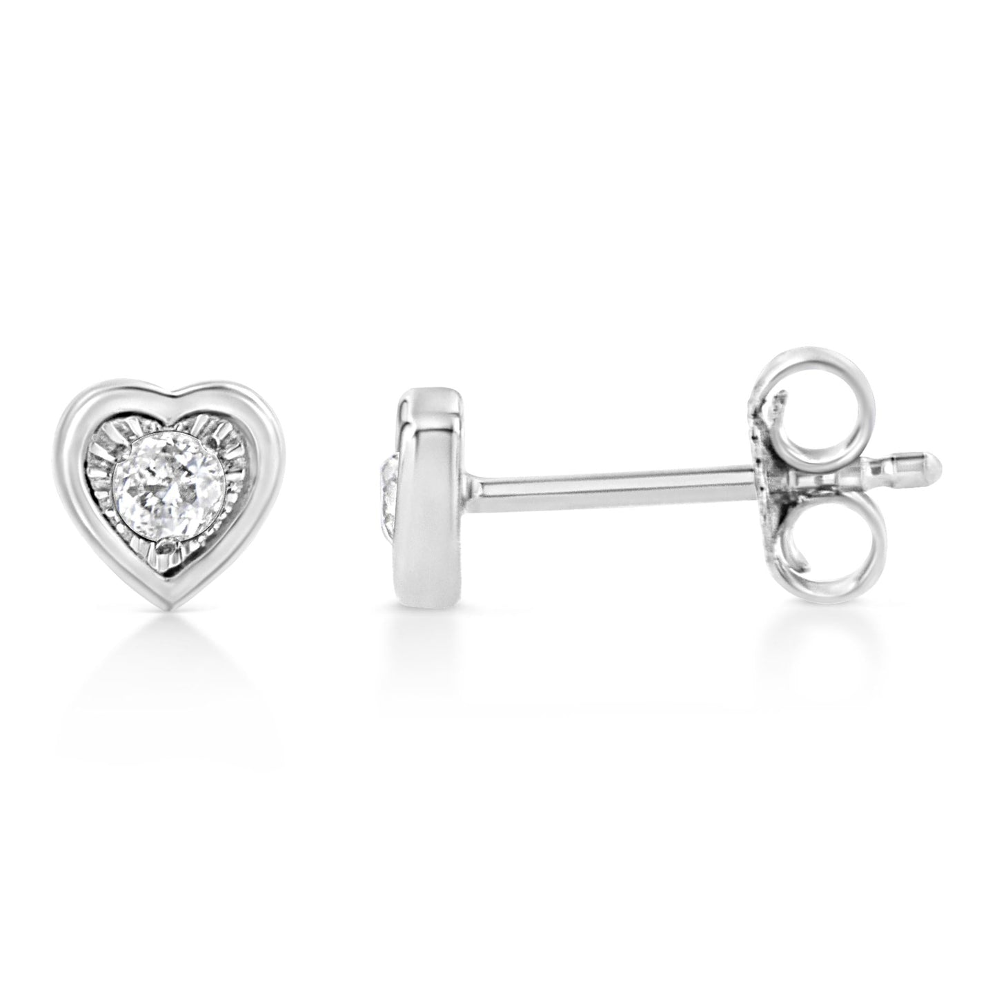 .925 Sterling Silver 1/10 Cttw Miracle-Set Diamond Stud Earrings (I-J Color, I2-I3 Clarity) - Choice of Shapes