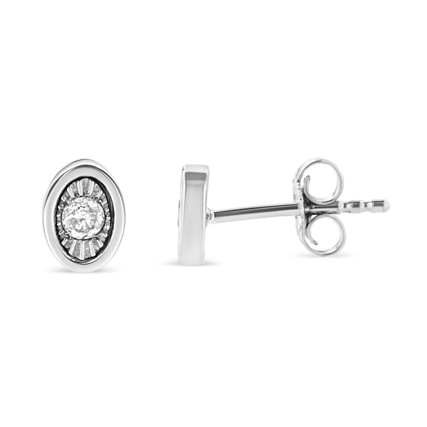.925 Sterling Silver 1/10 Cttw Miracle-Set Diamond Stud Earrings (I-J Color, I2-I3 Clarity) - Choice of Shapes