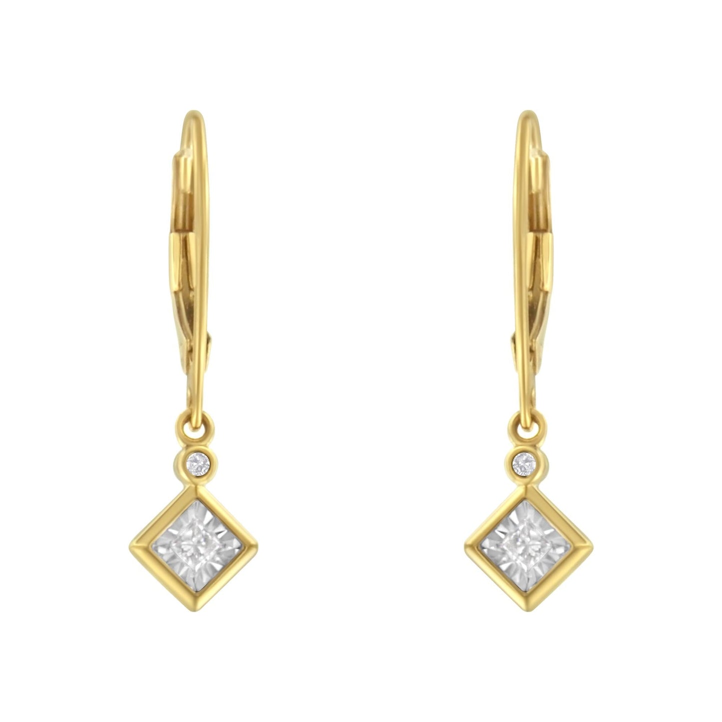 2 Micron 14K Yellow Gold Plating Diamond Dangle Earrings ( 1/3 cttw, J-K Color, I1-I2 Clarity)