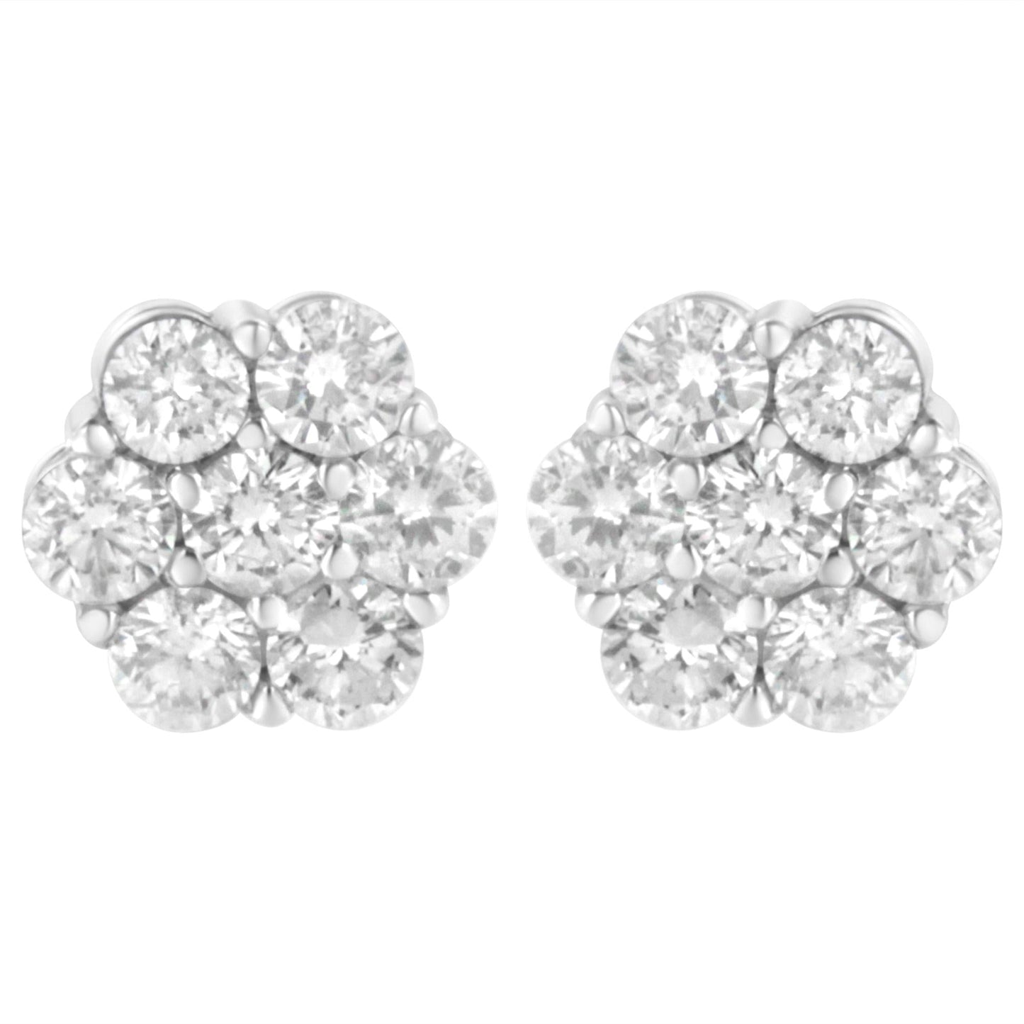 14K White Gold 4 cttw Diamond Flower Earring (H-I Clarity, SI2-I1 Color)