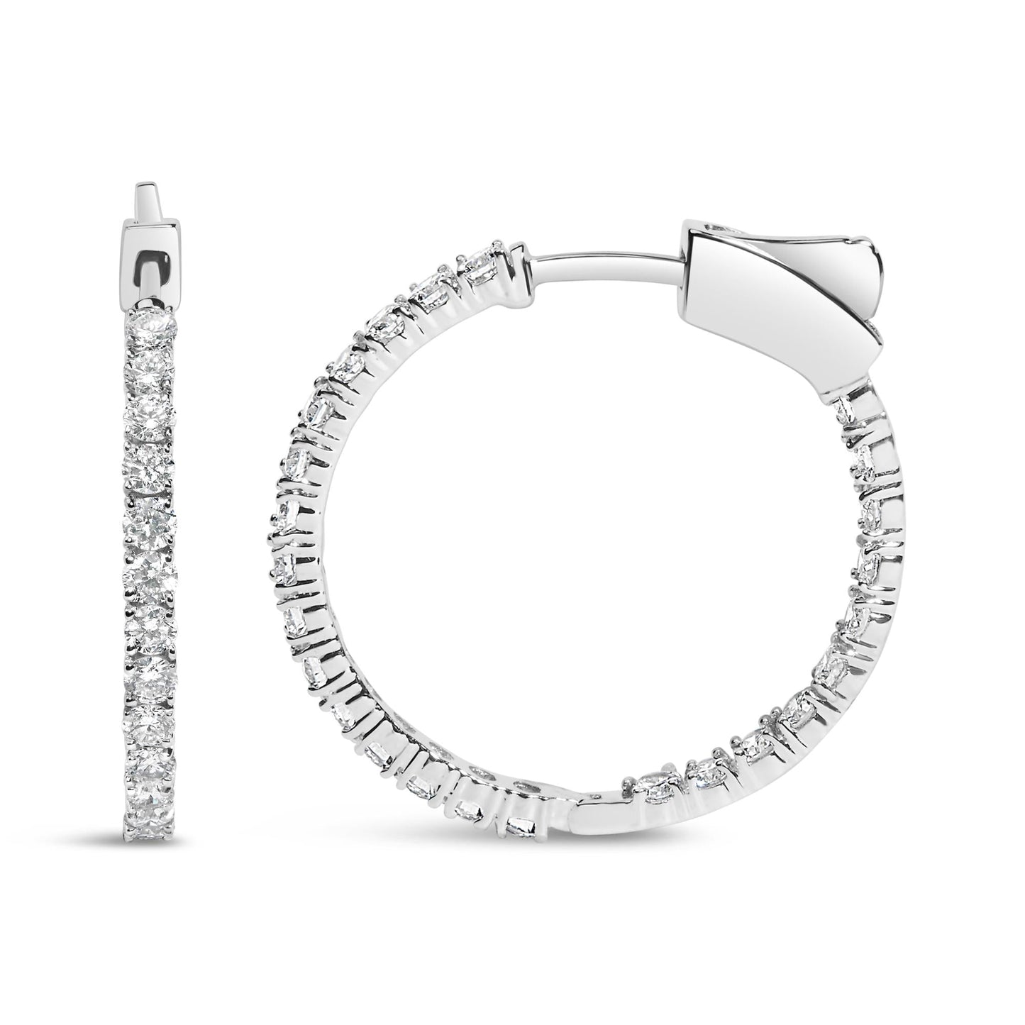 14K White Gold 2.00 Cttw Inside Out Lab-Grown Diamond Hoop Earrings