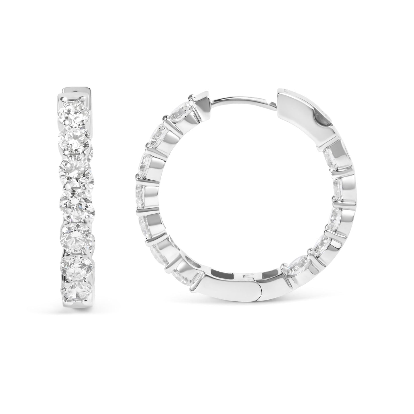 14K White Gold 5.00 Cttw Lab-Grown Diamond Inside Out Hoop Earrings