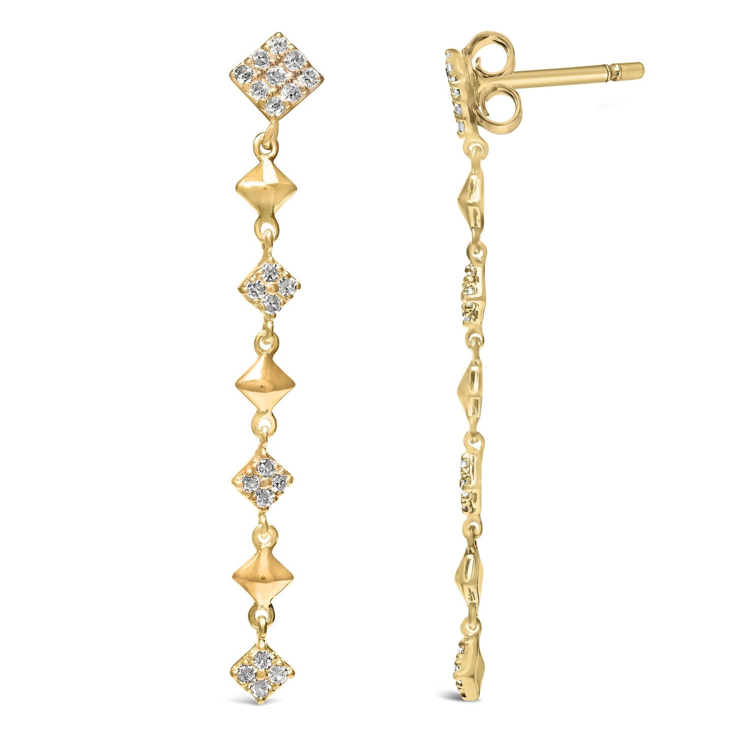 10K Yellow Gold Plated .925 Sterling Silver 1 5/8 Cttw Diamond Linear Geometric Drop and Dangle Earrings (H-I Color, I1-I2 Clarity)
