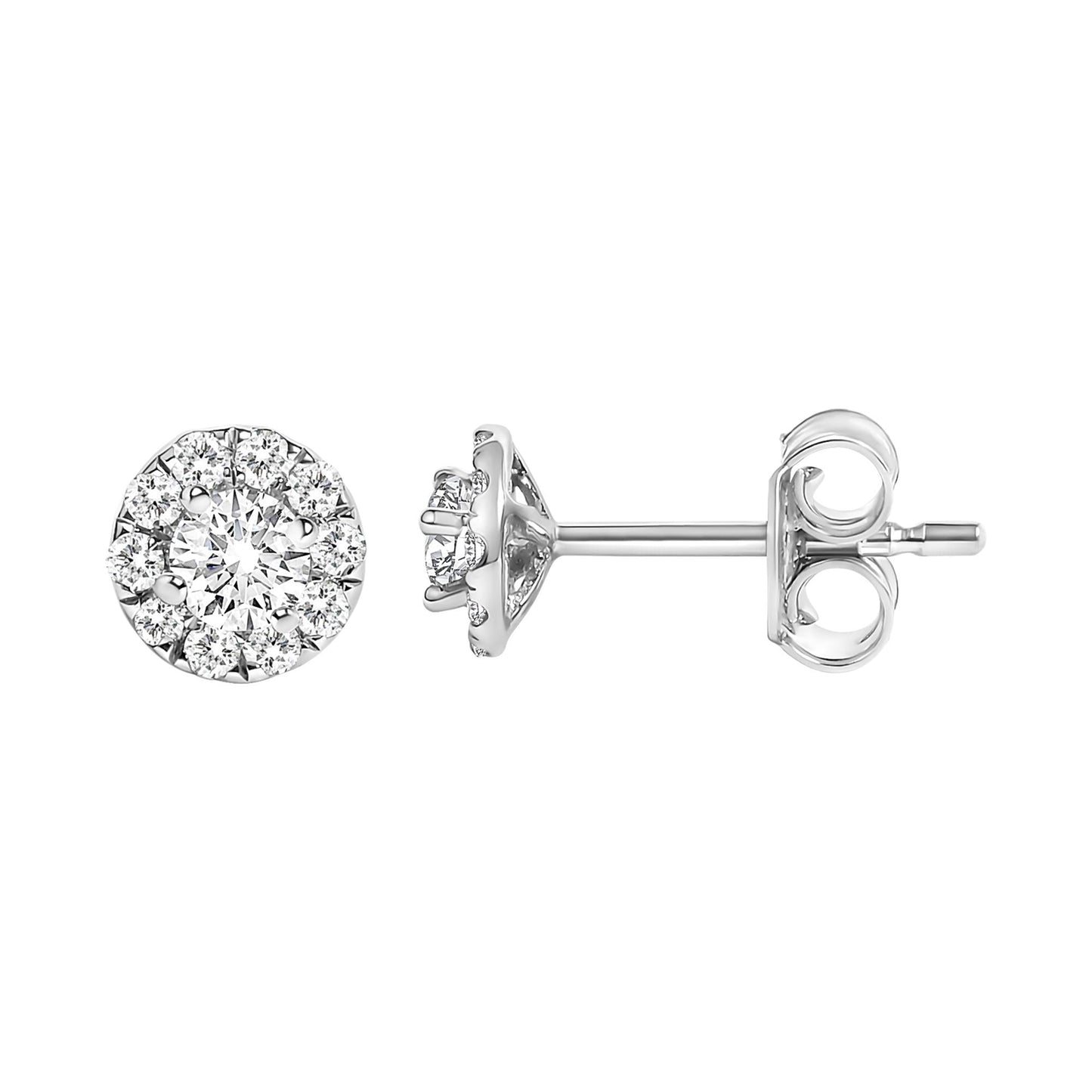 14K White Gold 1/3 Cttw Lab-Grown Diamond Halo Stud Earring (F-G Color, VS1-VS2 Clarity)