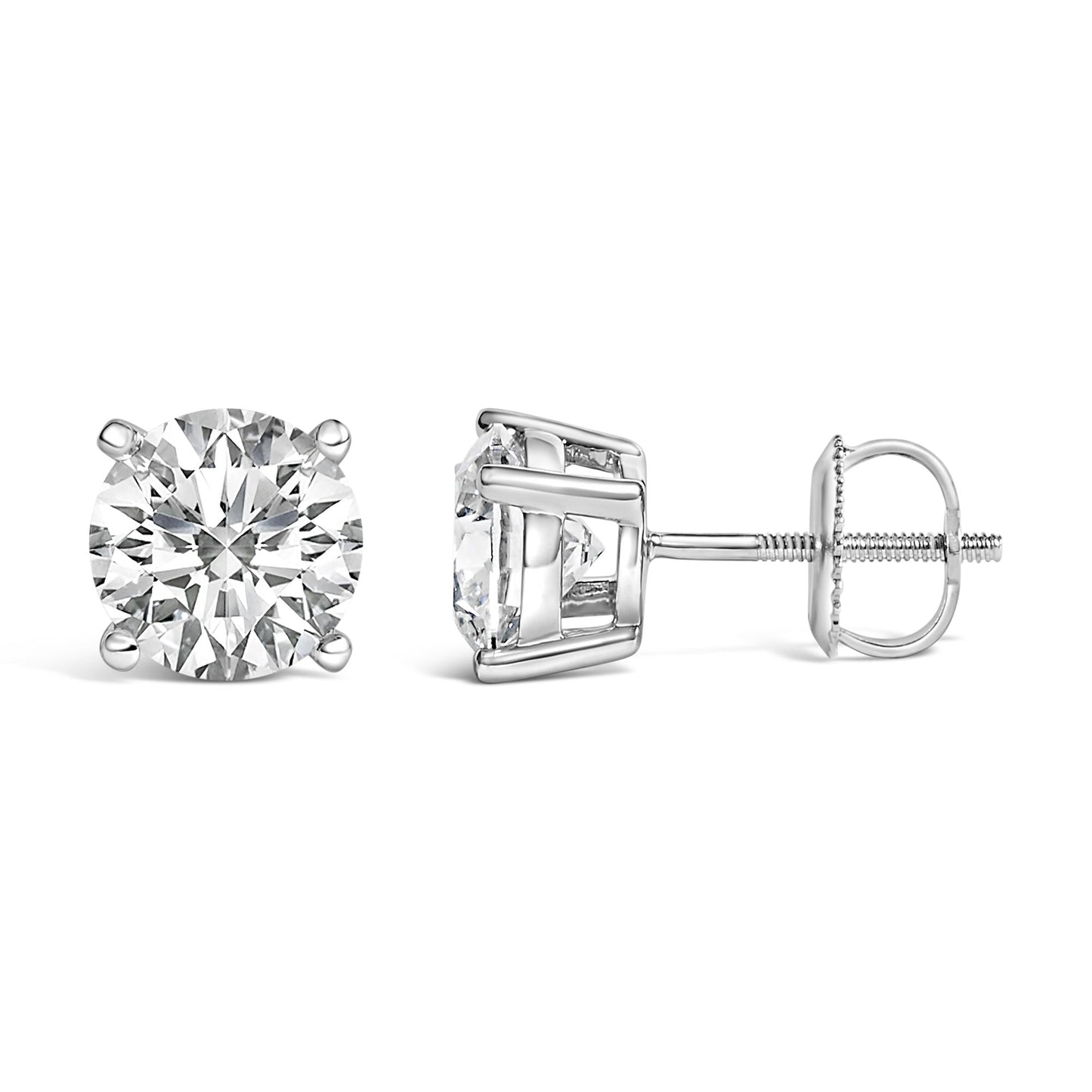 14K White Gold 2 1/2 Cttw Lab Grown Diamond Solitaire Stud Earrings