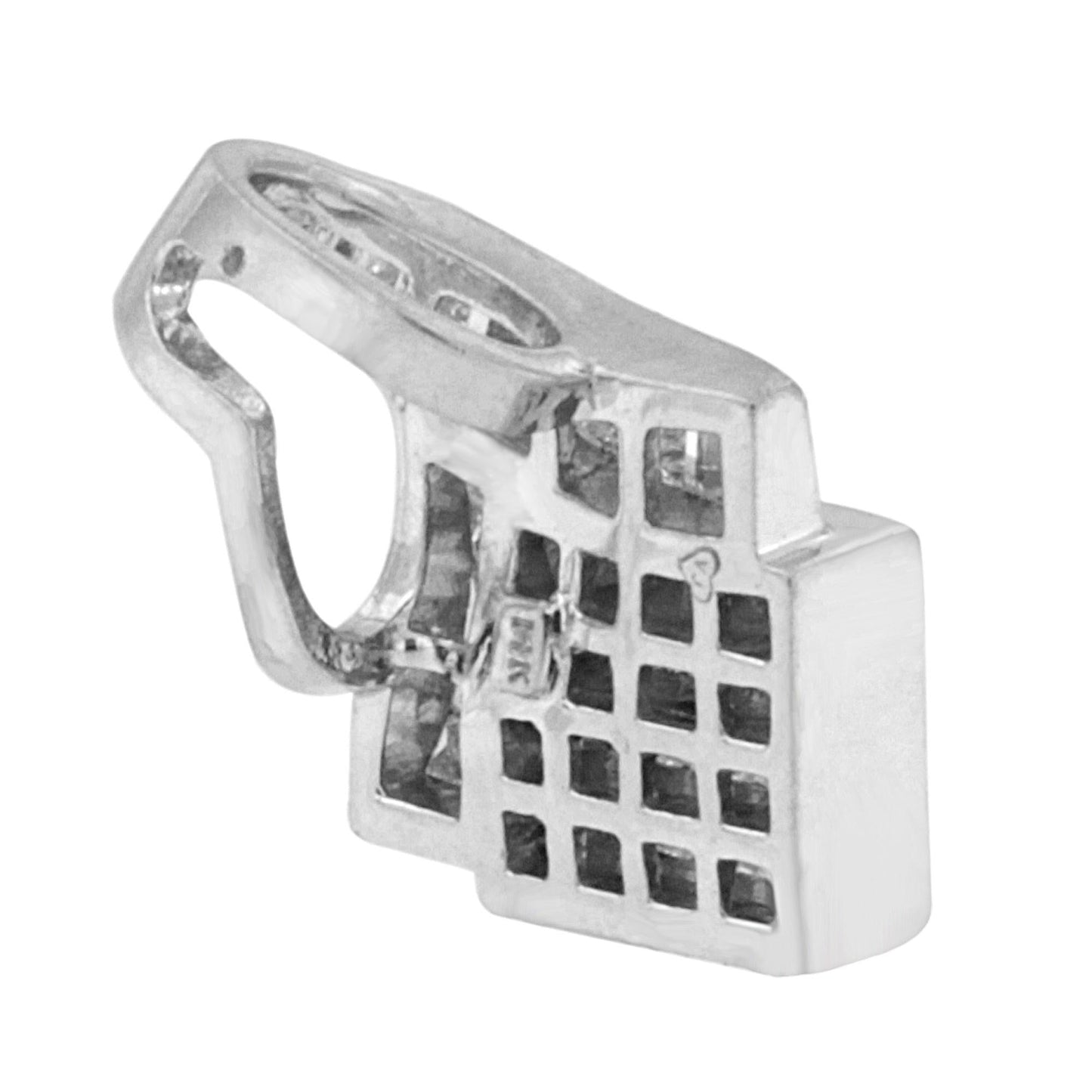 14k White Gold 2 1/10 Cttw Princess and Baguette Geometric Designed Diamond Pendant Necklace (G-H Color, VS1-VS2 Clarity) - NO CHAIN INCLUDED