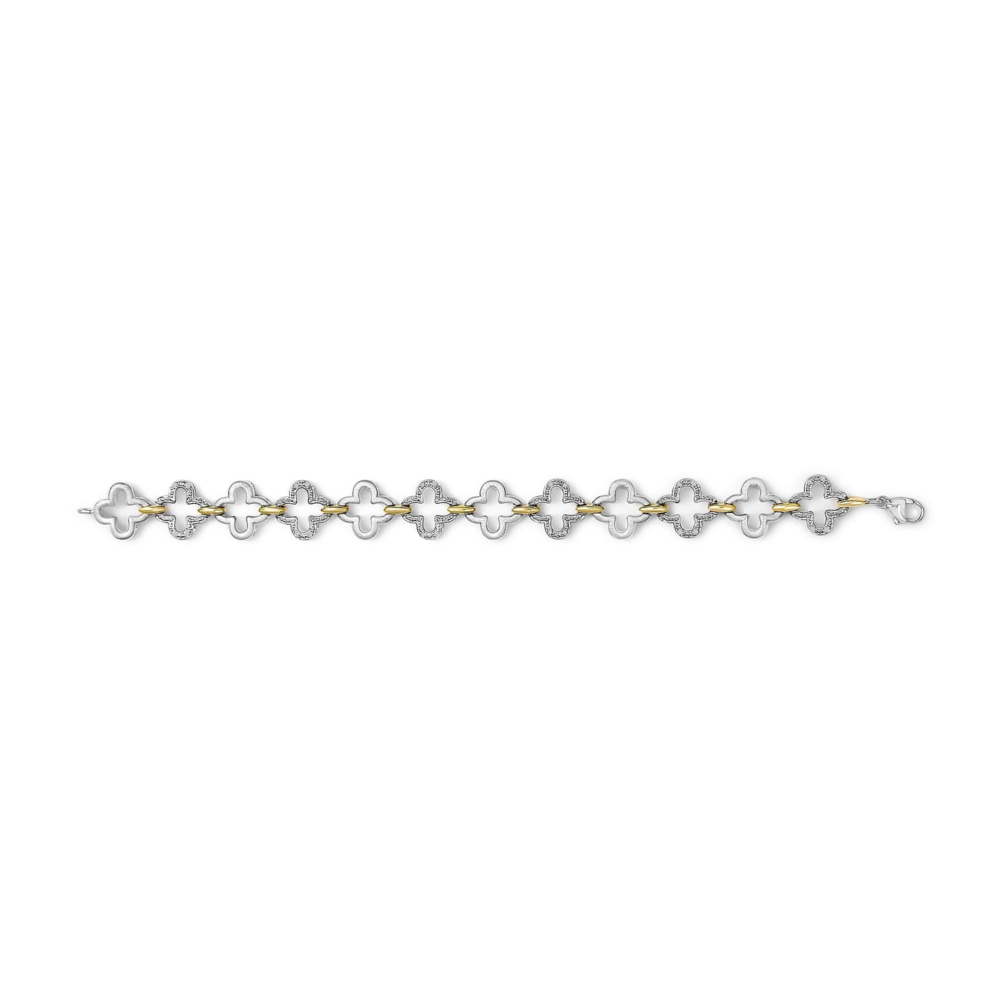 .925 Two-tone Sterling Silver 1/10 Cttw Natural Round Diamond Fashion Tennis Bracelet (I-J Color, I1-I2 Clarity) - 7"