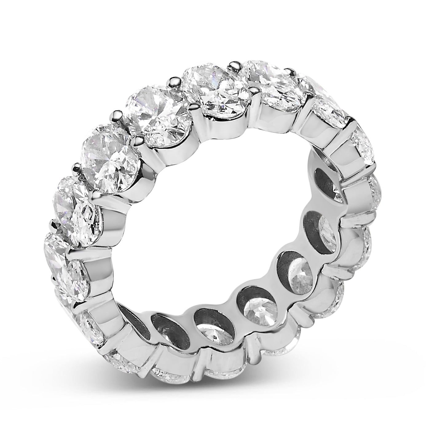 14K White Gold 6 1/2 Cttw Oval Lab Grown Diamond Eternity Band Ring (E-F Color, VS1-VS2 Clarity) - Ring Size 6.75