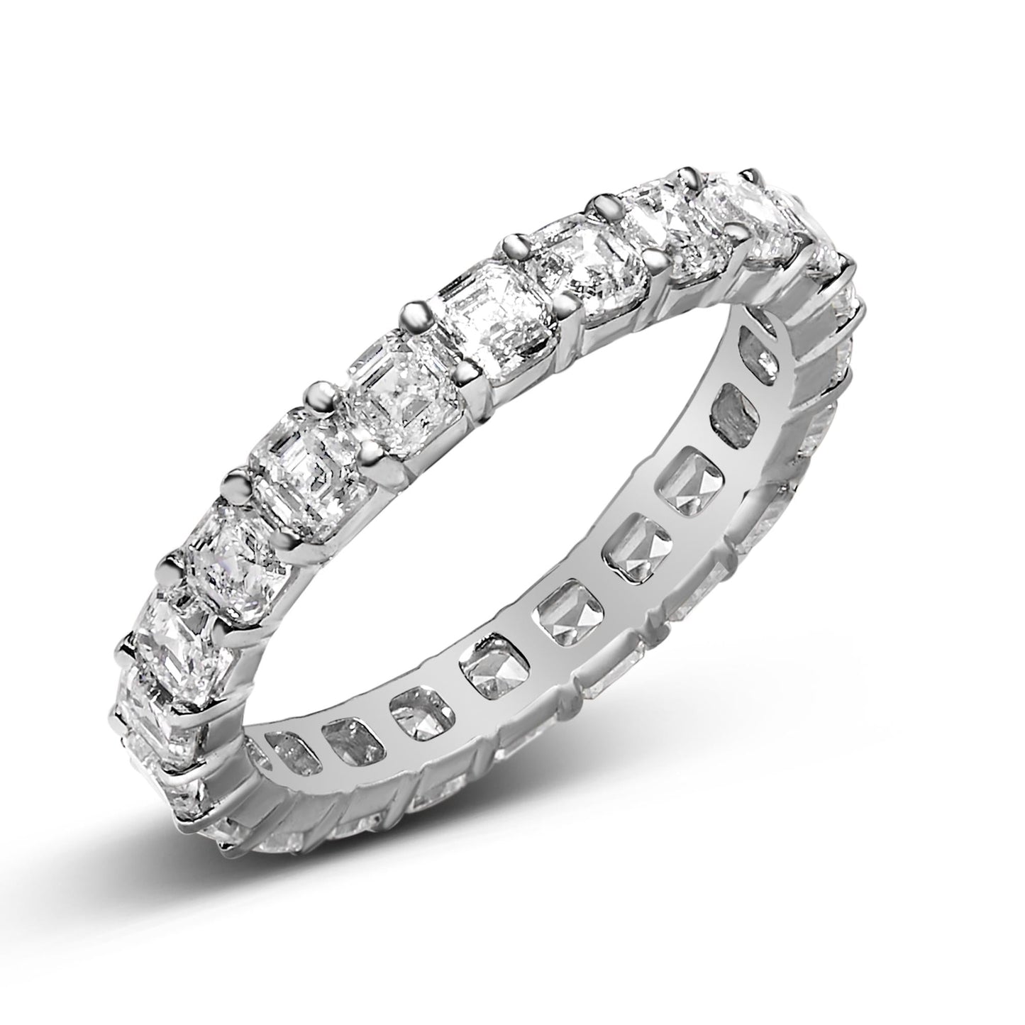 14K White Gold 2 1/3 Cttw Asscher Cut Lab Grown Diamond Eternity Band Ring (E-F Color, VS1-VS2 Clarity) - Ring Size 5.5