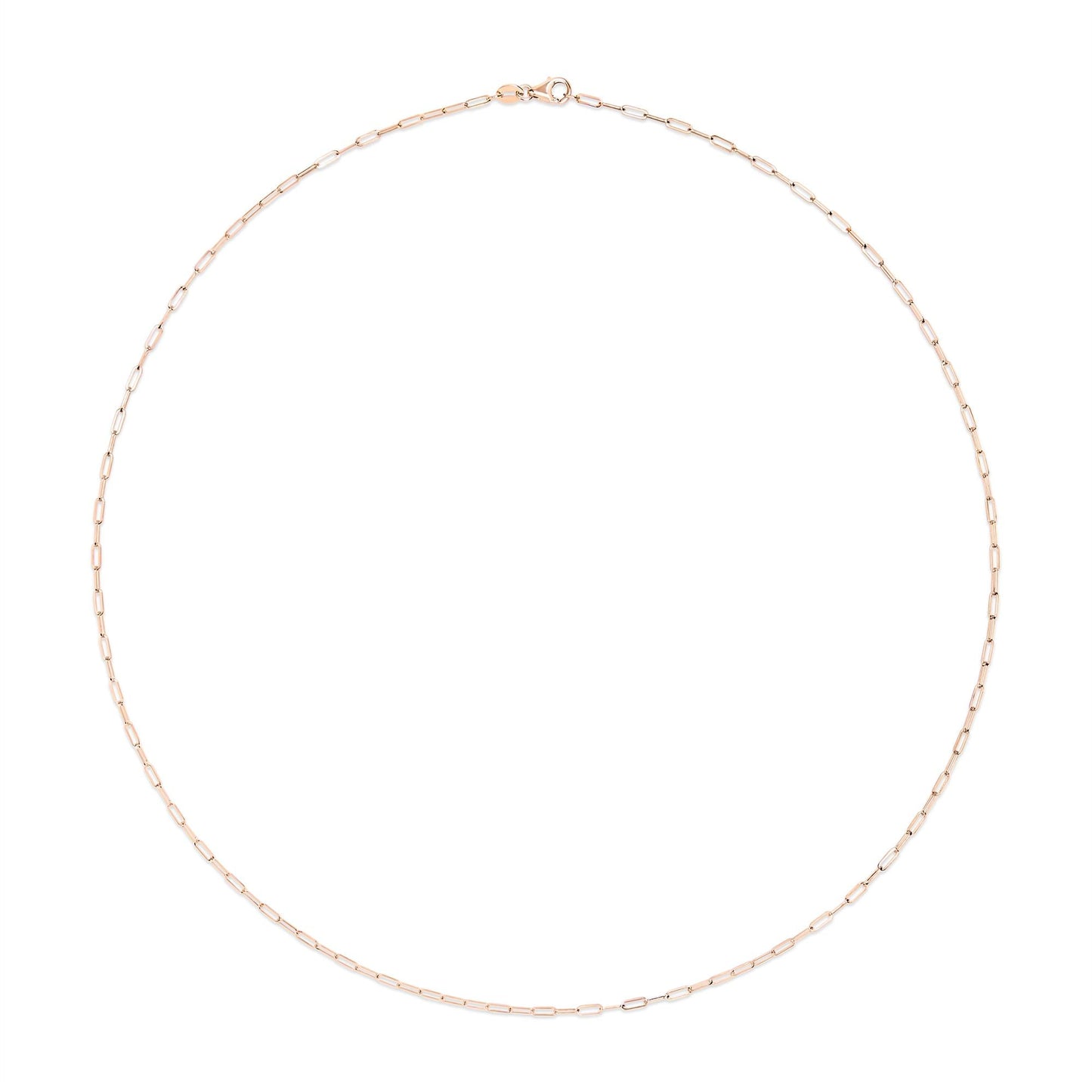 Unisex Solid 14K Gold 1.5mm Paperclip Chain Necklace - Choice of Length and Metal Color