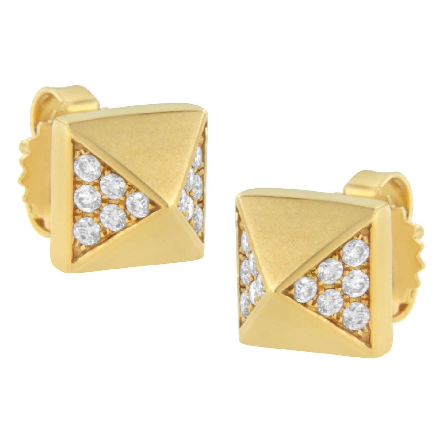 14K Yellow Gold 1/4 Cttw Diamond Pyramid Stud Earring (G-H Color, SI1-SI2 Clarity)