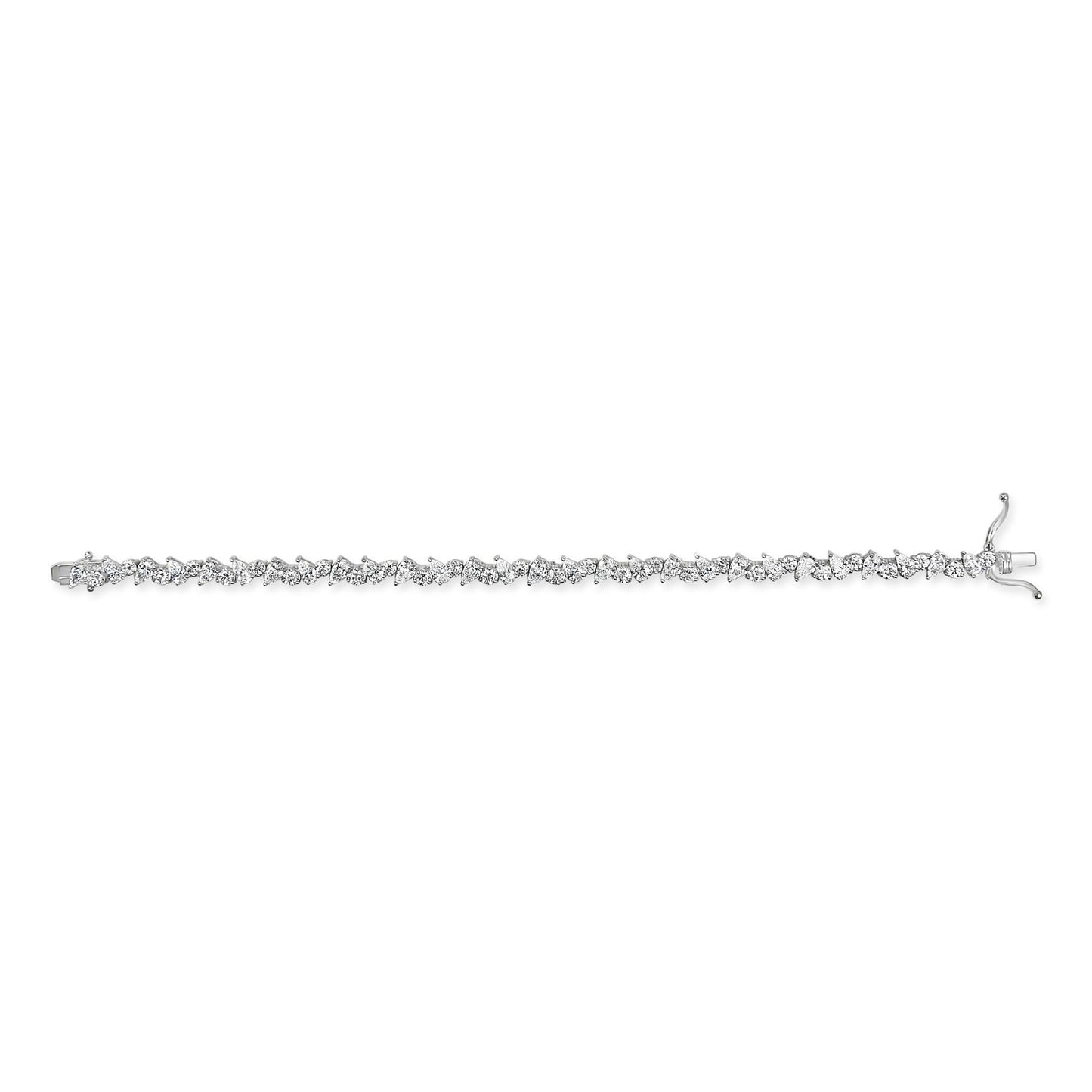 14K White Gold 7 1/2 Cttw Alternating Round and Pear Lab Grown Diamond Tennis Bracelet - 7 inches"