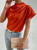Mock Neck Short Sleeve Blouse