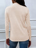 Shiny Drawstring Mock Neck Long Sleeve T-Shirt