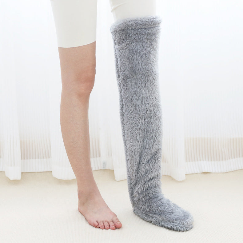 Over Knee High Fuzzy Socks 1 Pairs, Plush Slipper Stockings Furry Long Leg  Warmers For Women Men Winter Home Sleeping Socks