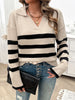 Striped Collared Neck Long Sleeve Sweater