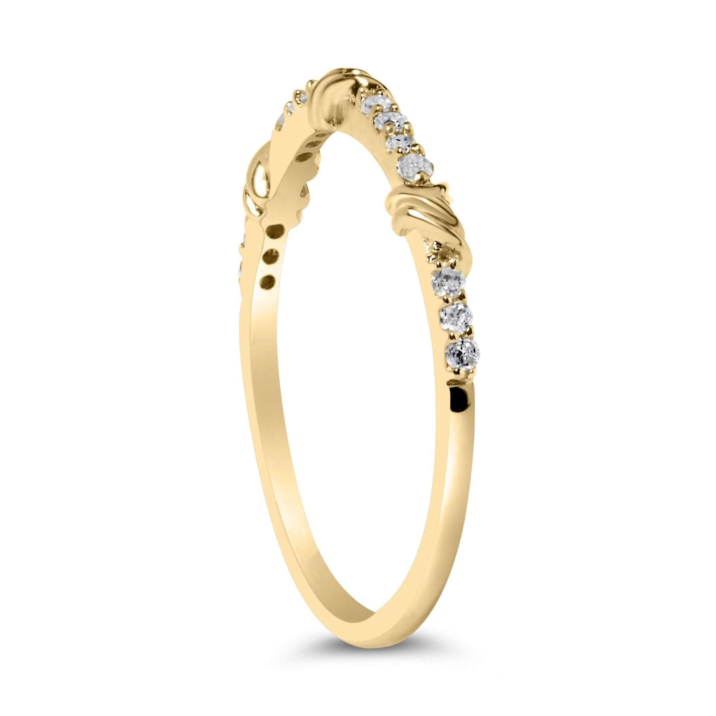 14K Yellow Gold 1/10 Cttw Diamond Twist Band Ring