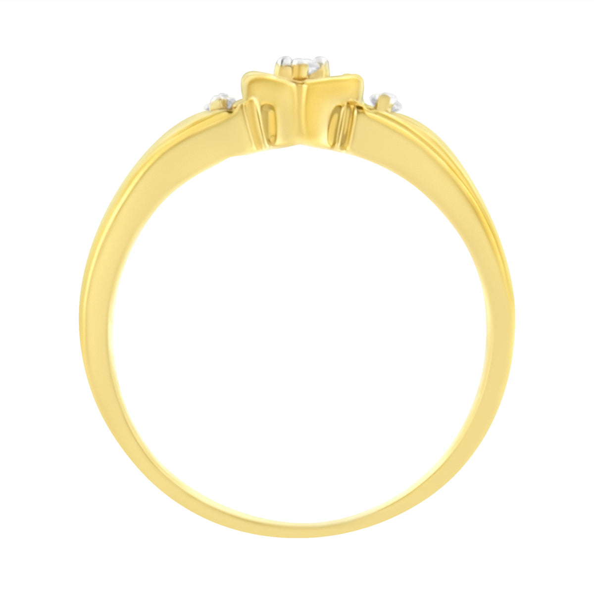 10KT Yellow Gold 1/20 cttw Diamond Triple Heart Diamond Ring (K-L, I1-I2)