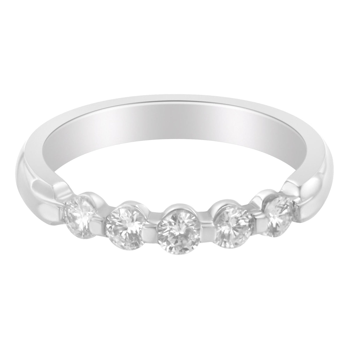 14K White Gold 1/2 cttw Diamond 5-Stone Band Ring (H-I Clarity, SI2-I1 Color) - JackiEaslick