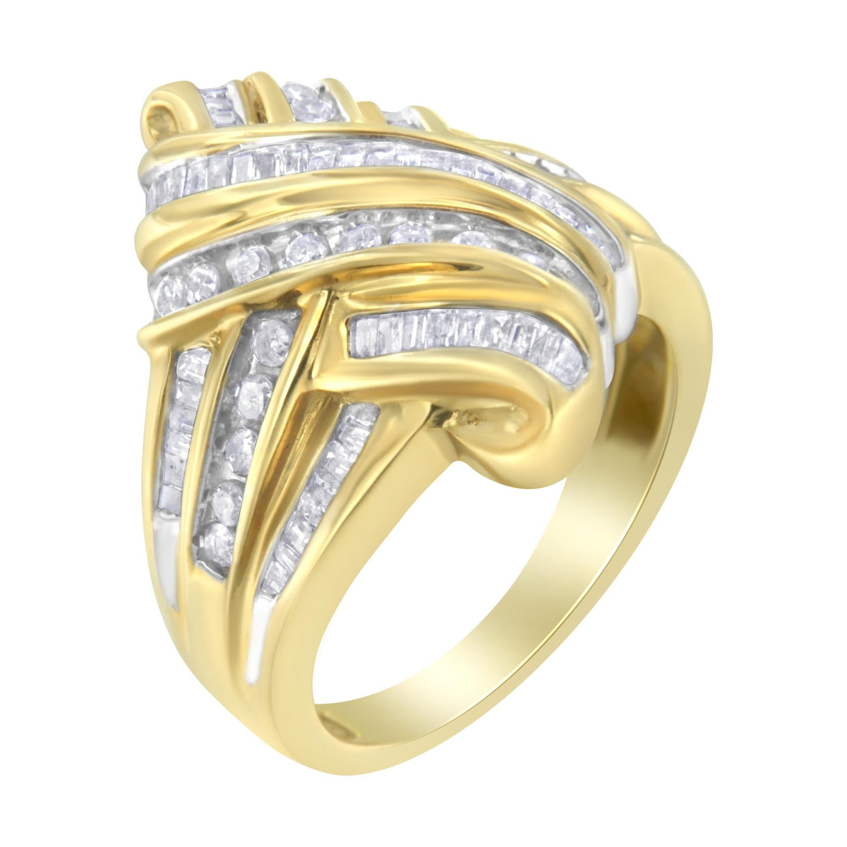 10K Yellow Gold Diamond Bypass Ring (1.0 cttw, H-I Color, I2-I3 Clarity) - JackiEaslick