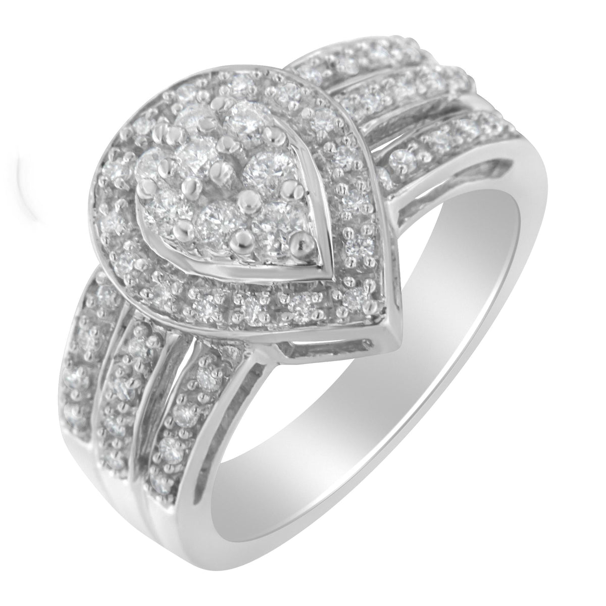 10K White Gold Diamond Cocktail Teardrop Ring (1/2 Cttw, H-I Color, SI2-I1 Clarity) - JackiEaslick