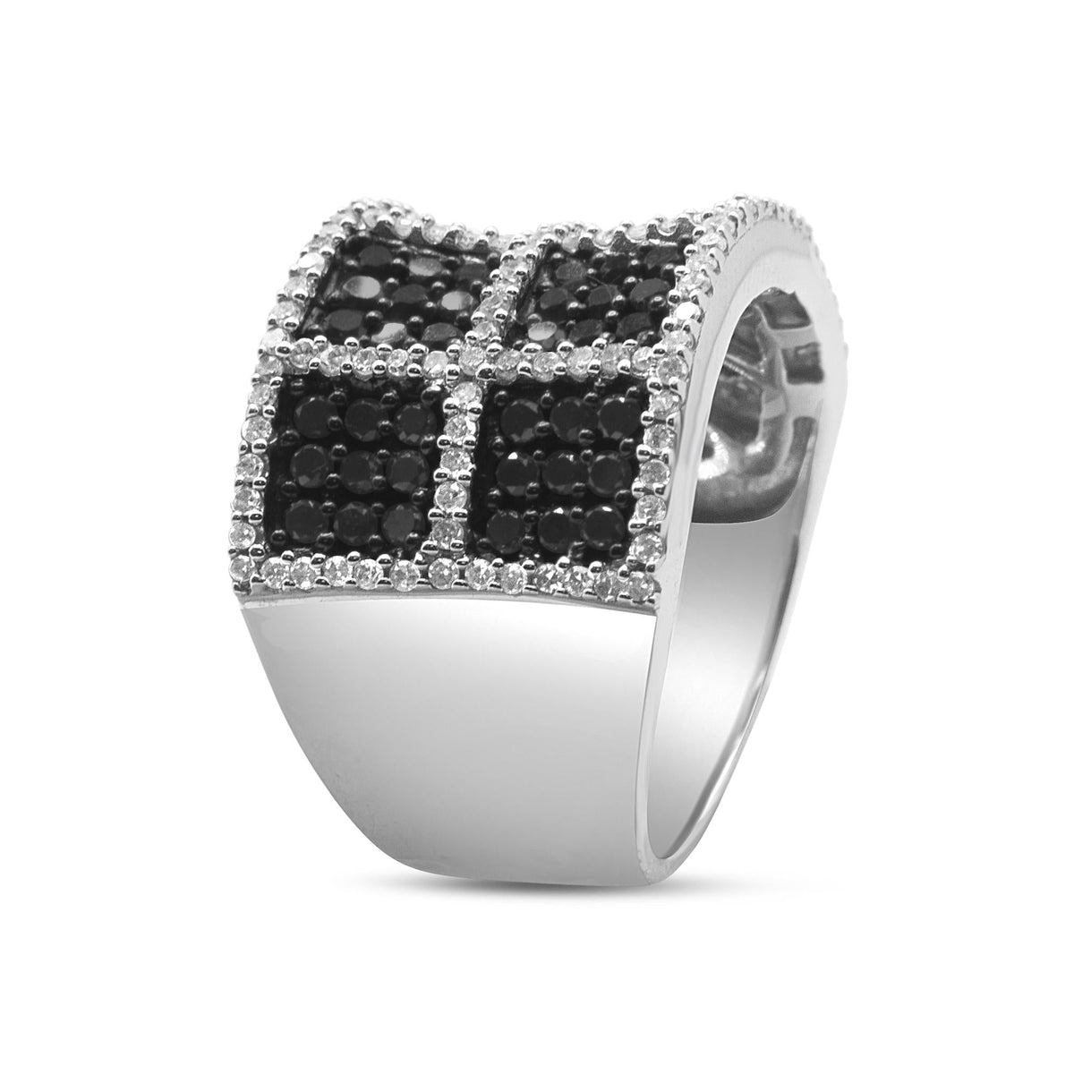 14K White Gold 1 1/2 Cttw White and Treated Black Diamond Cocktail Ring (H-I Color, I1-I2 Clarity) - JackiEaslick