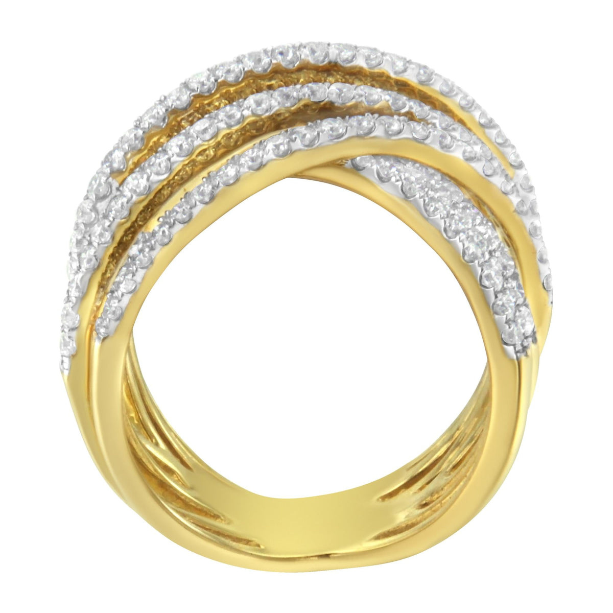 10KT Yellow Gold Diamond Bypass Ring (1 5/8 cttw, H-I Color, SI2-I1 Clarity) - JackiEaslick