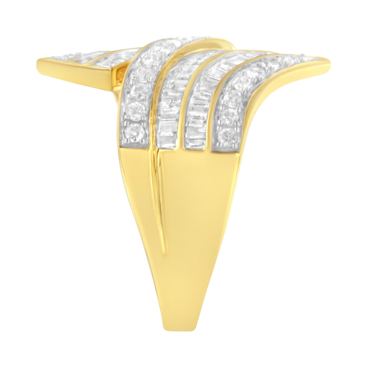 10K Yellow Gold Diamond Bypass Ring (1 1/7 Cttw, I-J Color, I1-I2 Clarity) - JackiEaslick