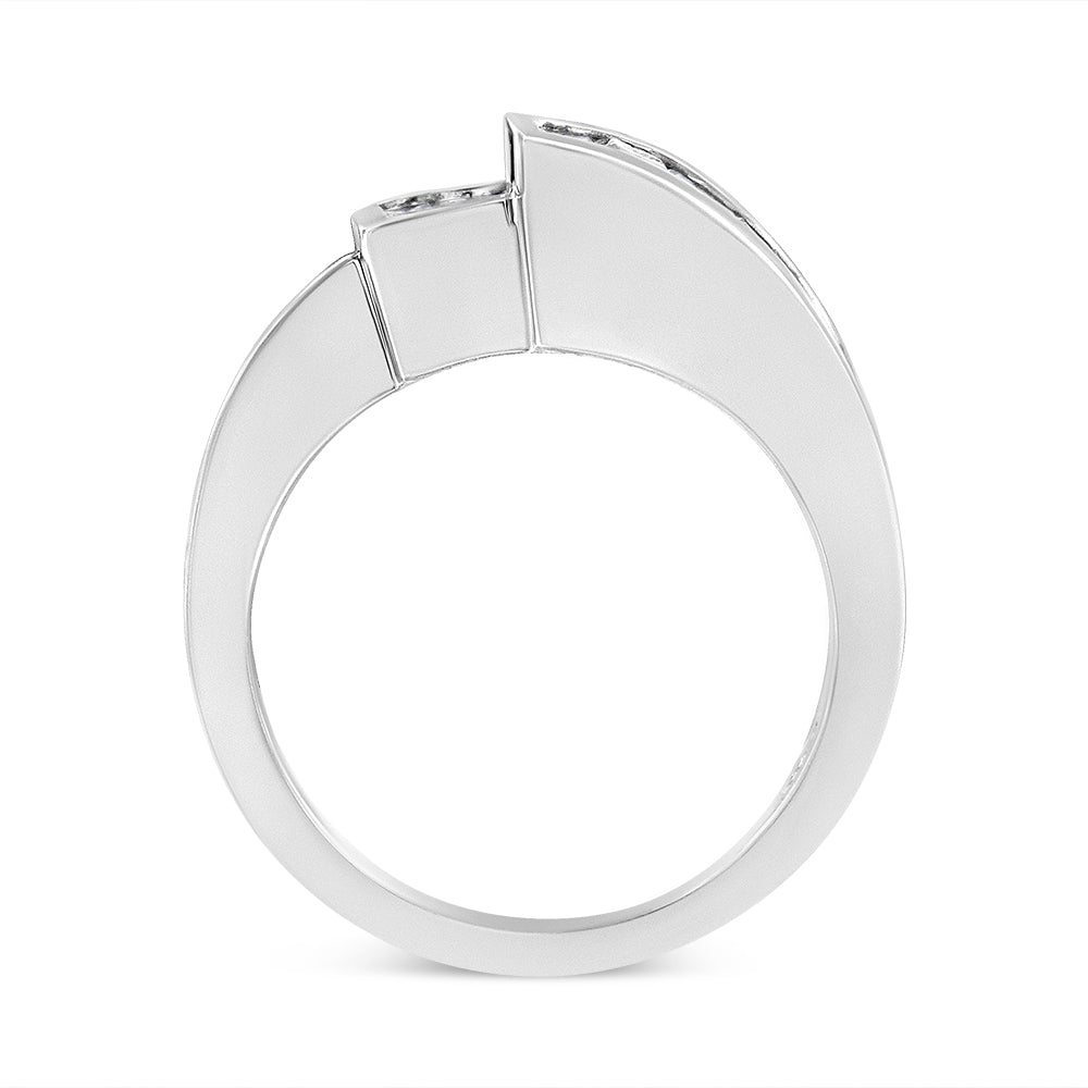 14K Gold 1 1/2 Cttw Channel-Set Princess and Baguette-Cut Diamond Bypass Ring Band (G-H Color, SI2-I1 Clarity) - JackiEaslick