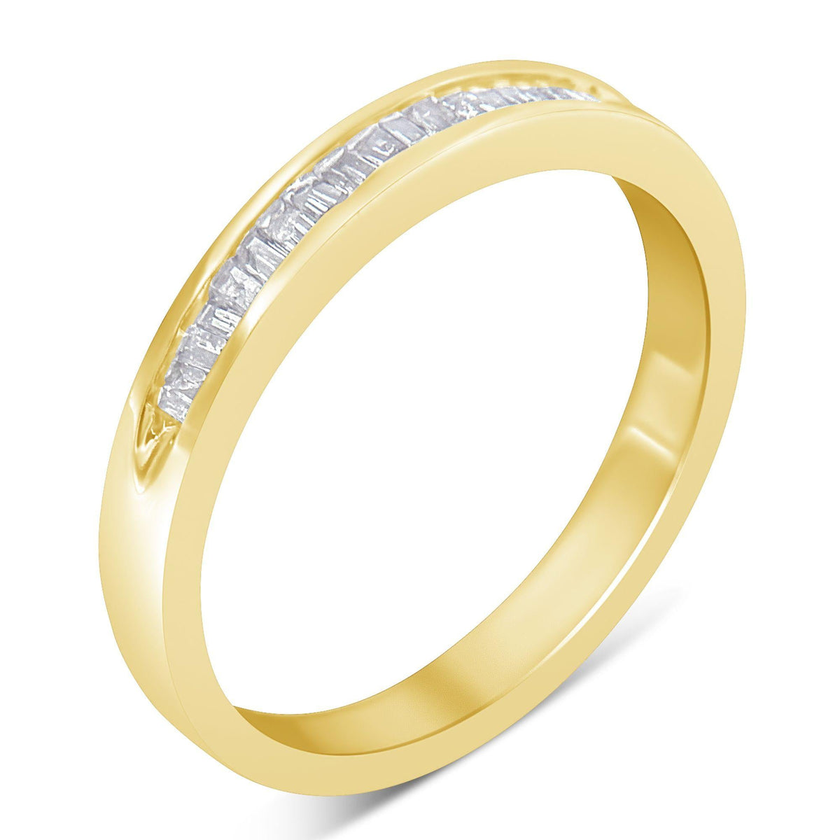 10K Yellow Gold over .925 Sterling Silver 1/5 Cttw Diamond Channel-Set Stackable Band Ring (H-I Color, I1-I2 Clarity) - JackiEaslick