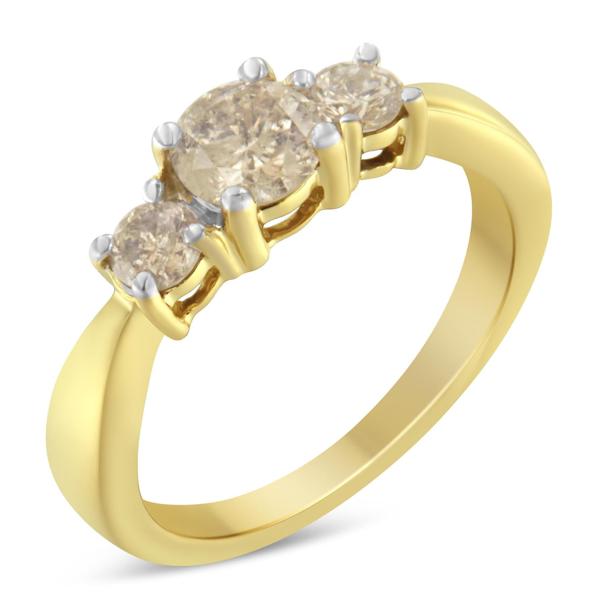 10K Yellow Gold Three Stone Diamond Band Ring (1.00 cttw, J-K Color, I2-I3 Clarity) - JackiEaslick