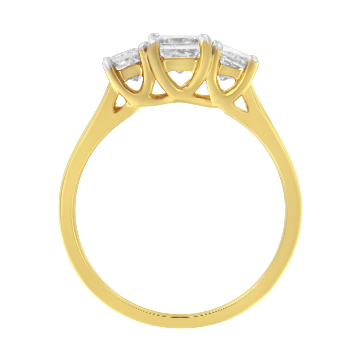 10K Yellow Gold Princess-Cut Diamond Three Stone Band Ring (1 Cttw, J-K Color, I1-I2 Clarity) - JackiEaslick