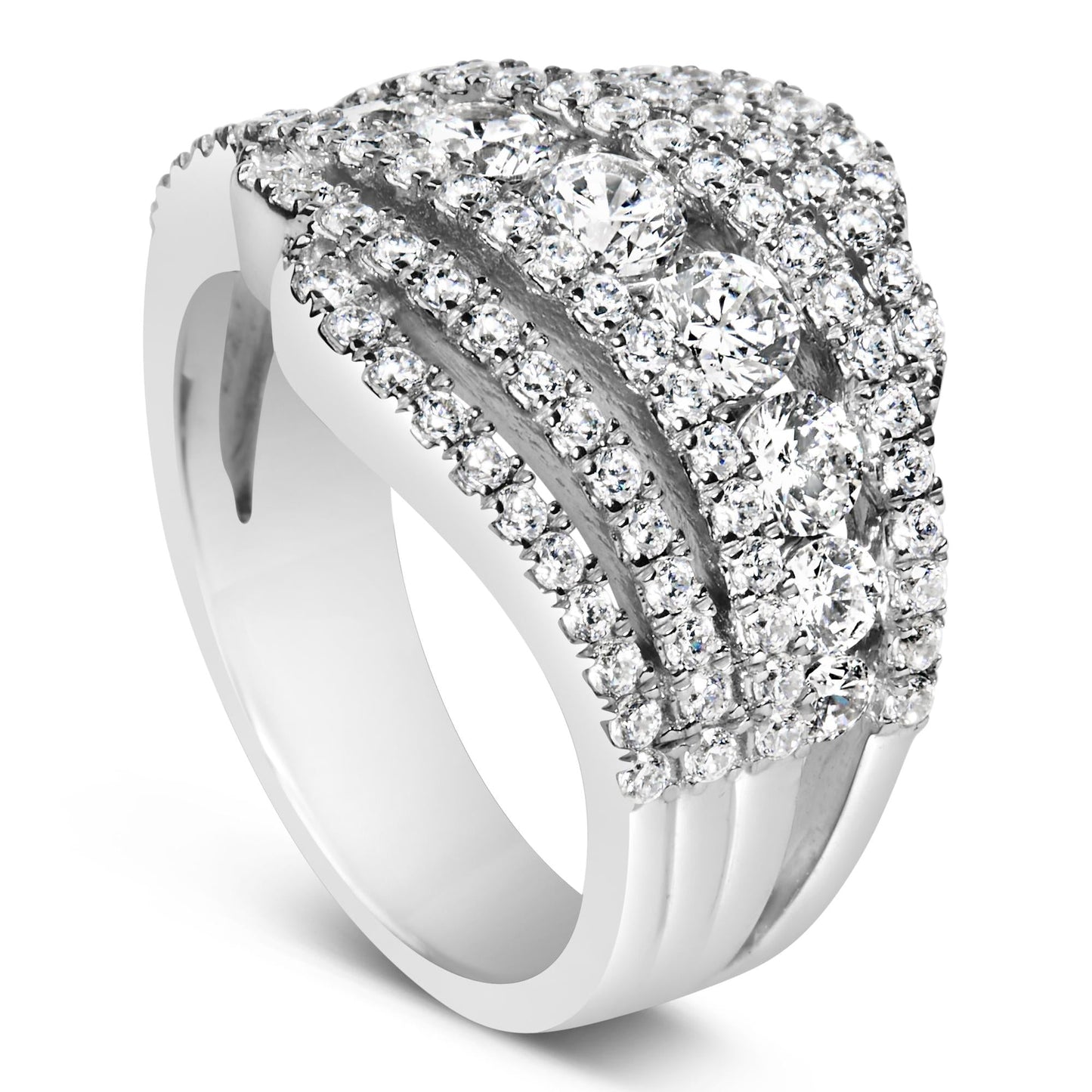 .925 Sterling Silver 2.00 Cttw Lab Grown Diamond Cluster Band Ring