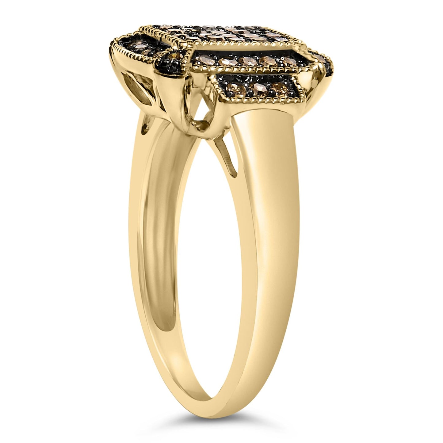 10K Yellow Gold Plated .925 Sterling Silver 1/2 Cttw Champagne Diamond Step Up Ring