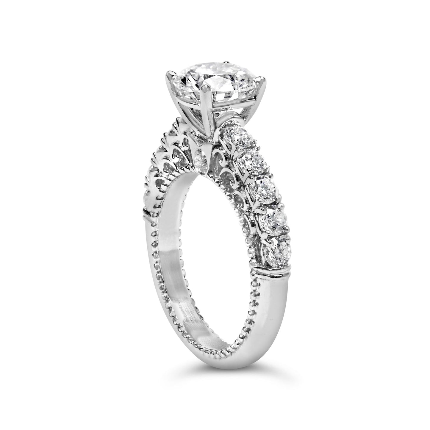 14K White Gold 3 1/5 Cttw Lab Grown Diamond Vintage Style Engagement Ring