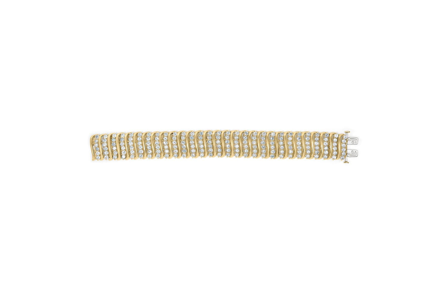 10K Yellow Gold 15.0 Cttw Diamond S Shaped Wave Link Two Tone 7” Tennis Bracelet (J-K Color, I2-I3 Clarity)