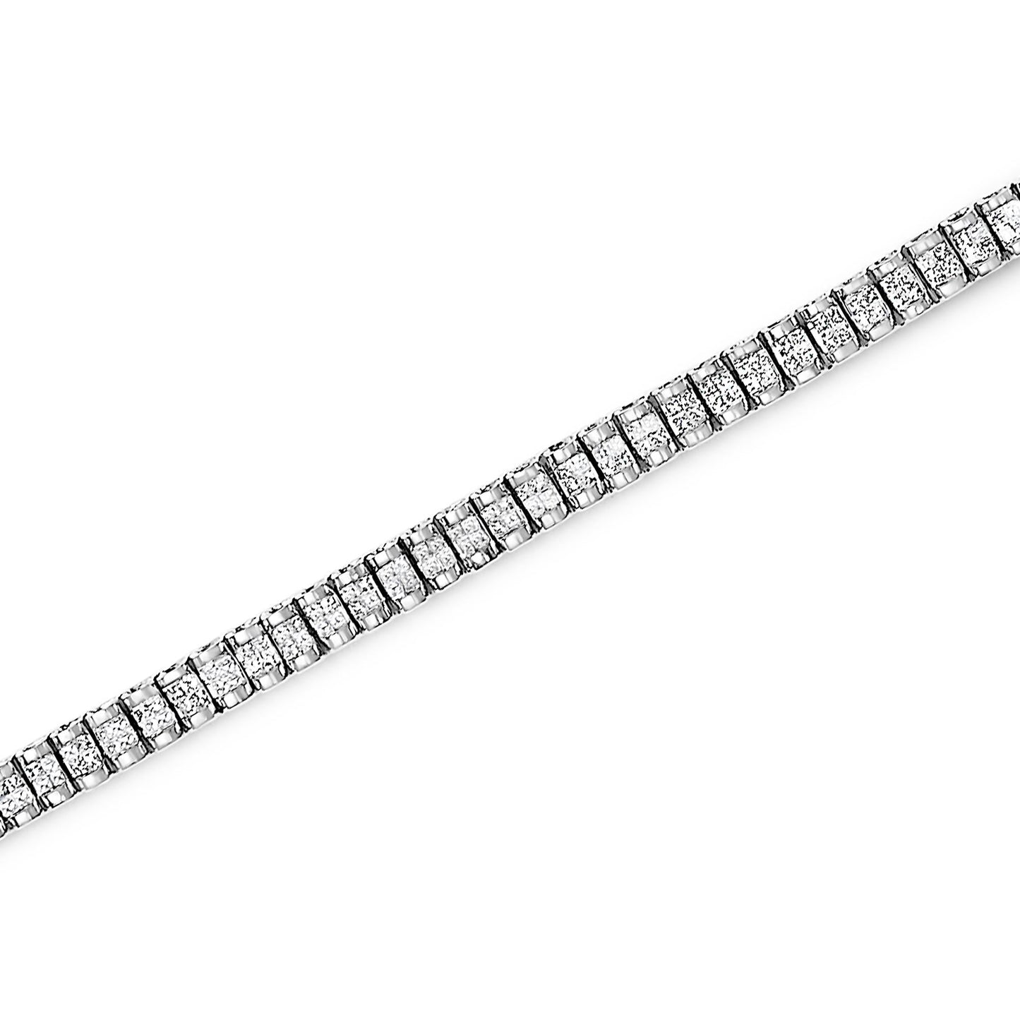 14K Gold 3.0 Cttw Princess Cut Quad Invisible Set Tennis Bracelet (H-I Color, SI1-SI2 Clarity) - 7”