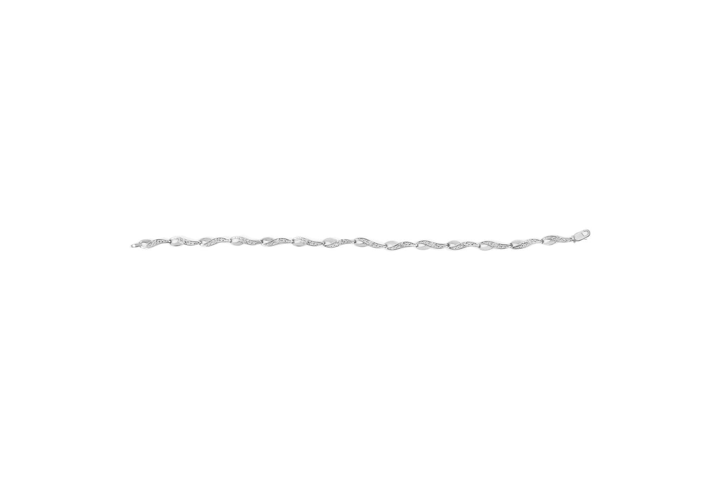 10k White Gold Diamond Accent Spiral Link Bracelet (H-I Color, I3 Clarity) - 7.5" Inches