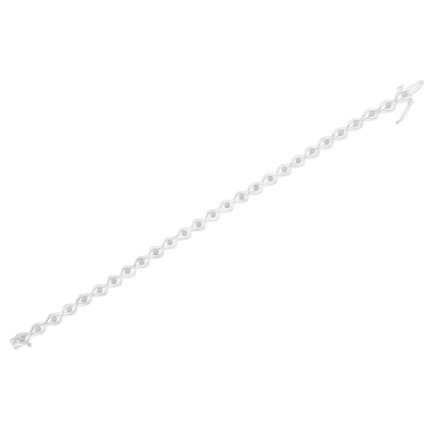 .925 Sterling Silver 1/2 Cttw Rose Cut Diamond Almond Shape Link Tennis Bracelet (I-J Color, I3 Clarity) - 7”